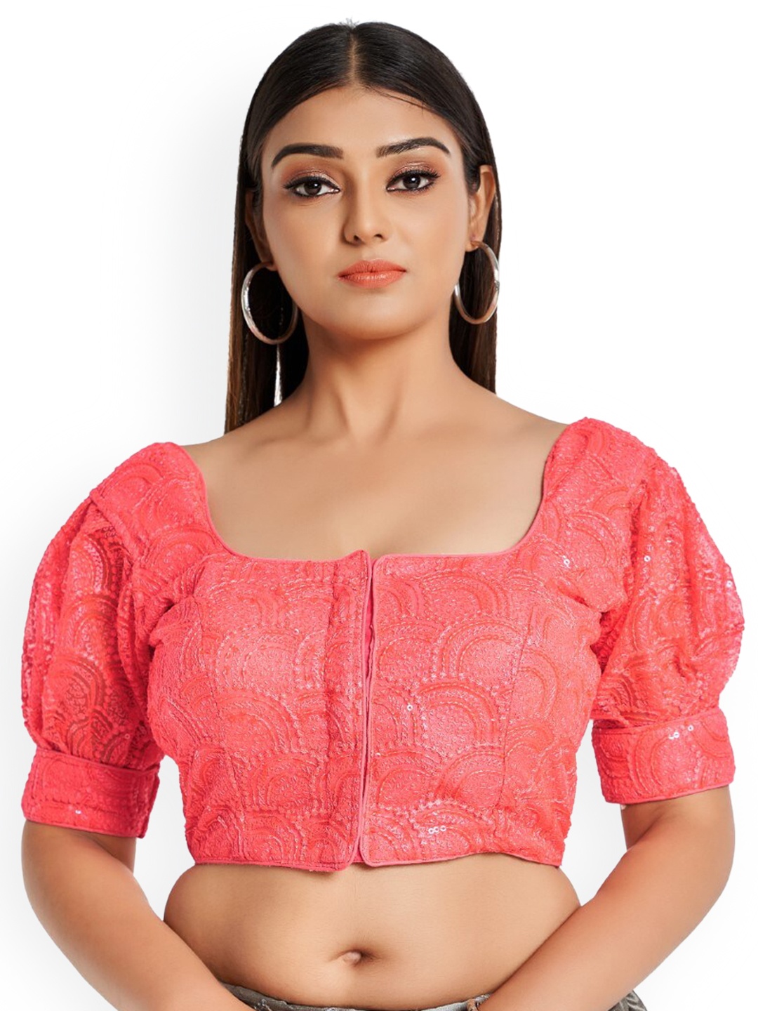 

HIMRISE Embroidered Cotton Saree Blouse, Pink
