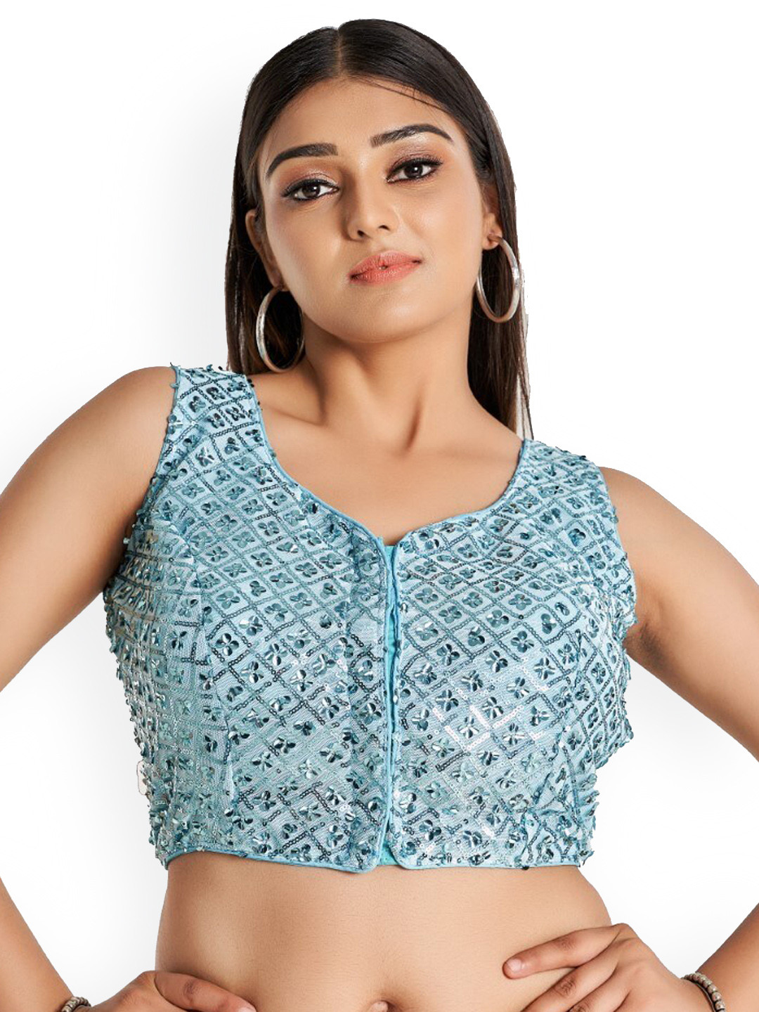 

HIMRISE Women Embellished Saree Blouse, Blue