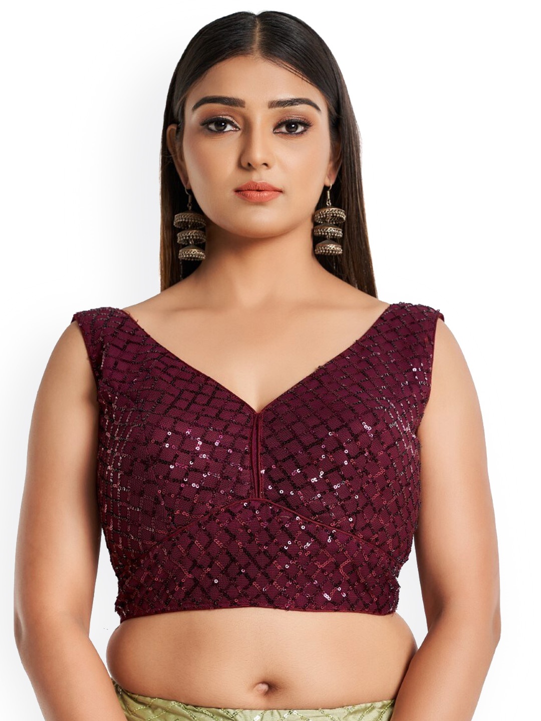 

HIMRISE Embellished Saree Blouse, Purple