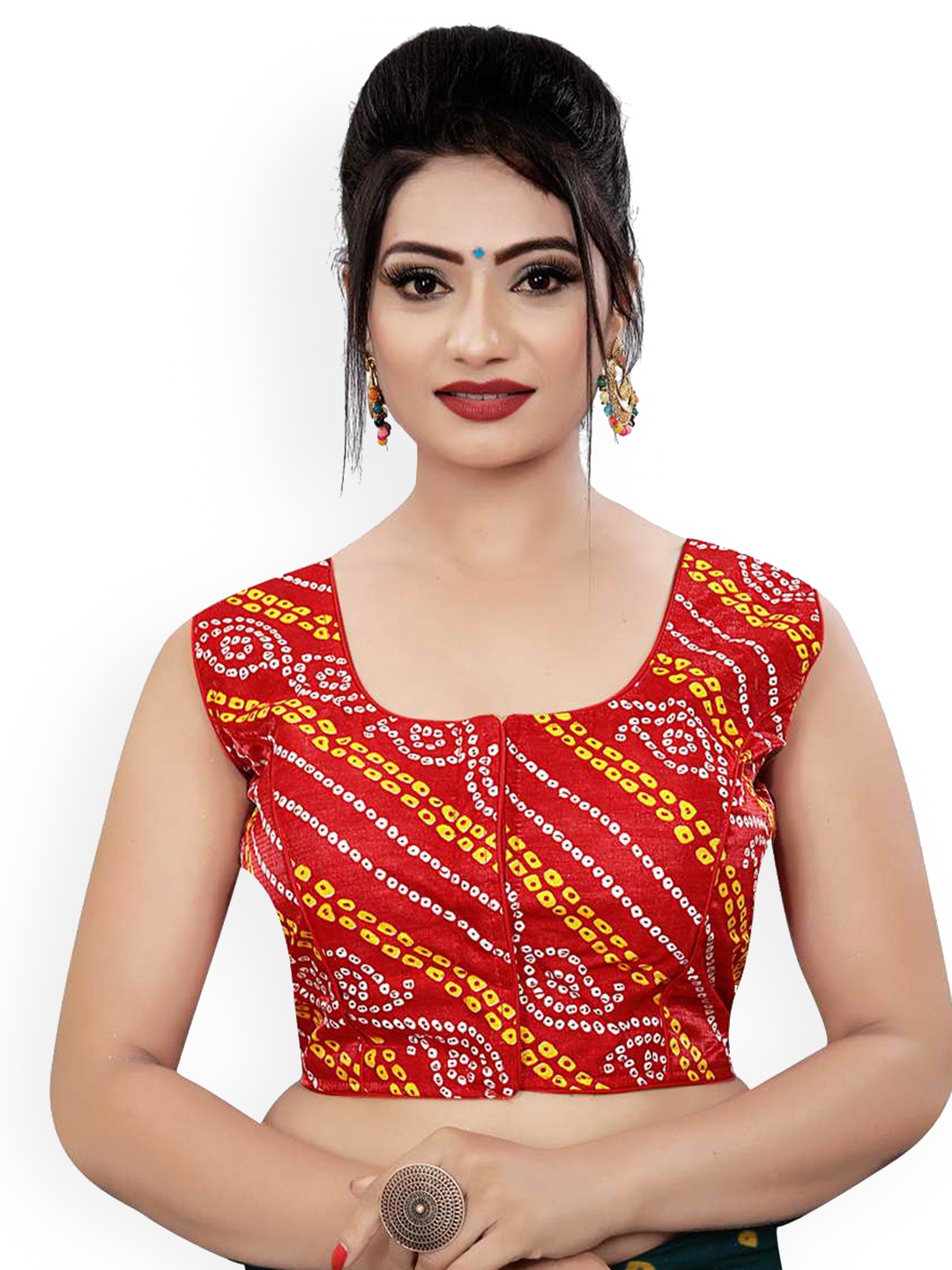 

HIMRISE Printed Cotton Saree Blouse, Red