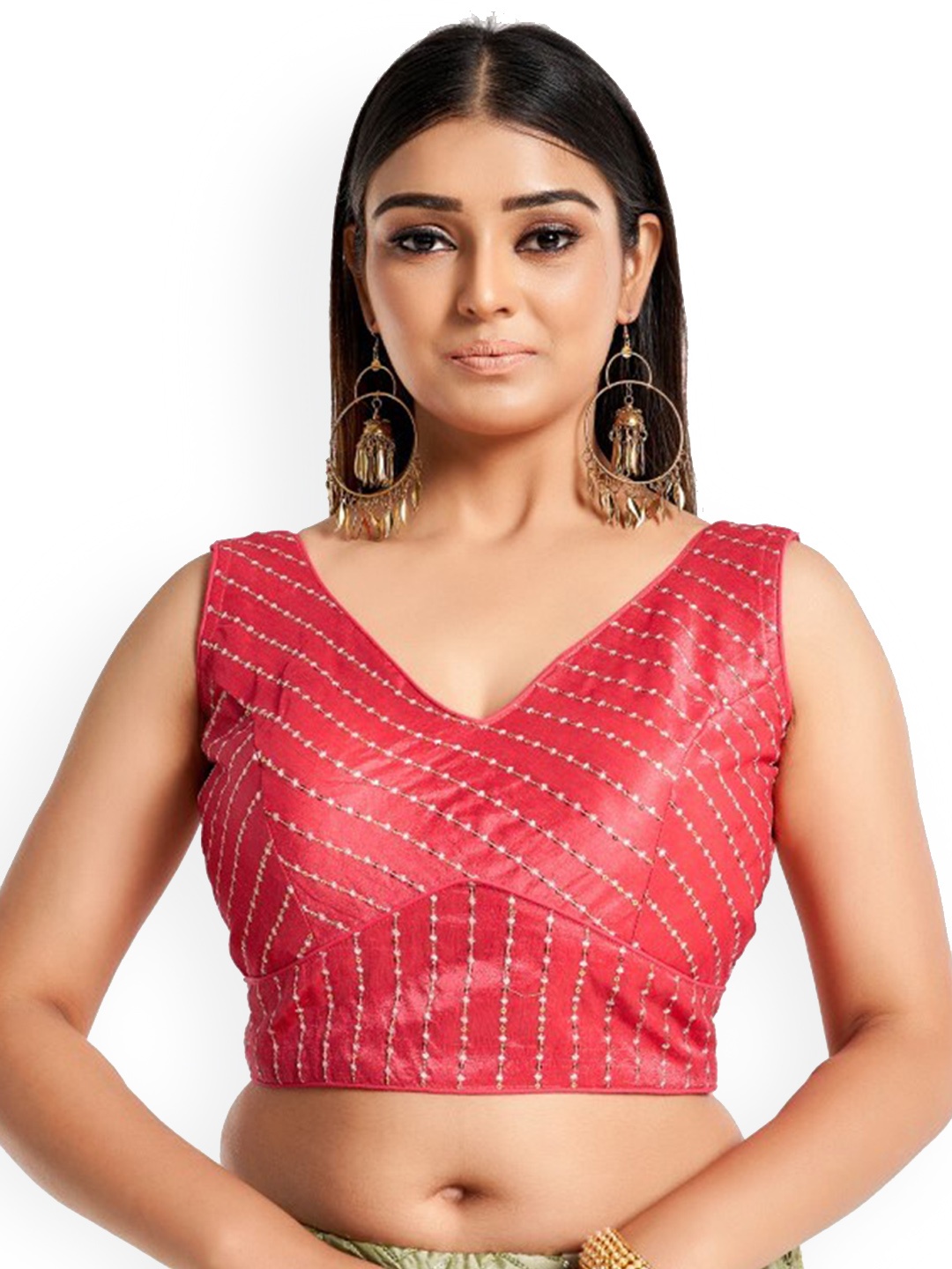 

HIMRISE Plus Size Embroidered Cotton Saree Blouse, Pink