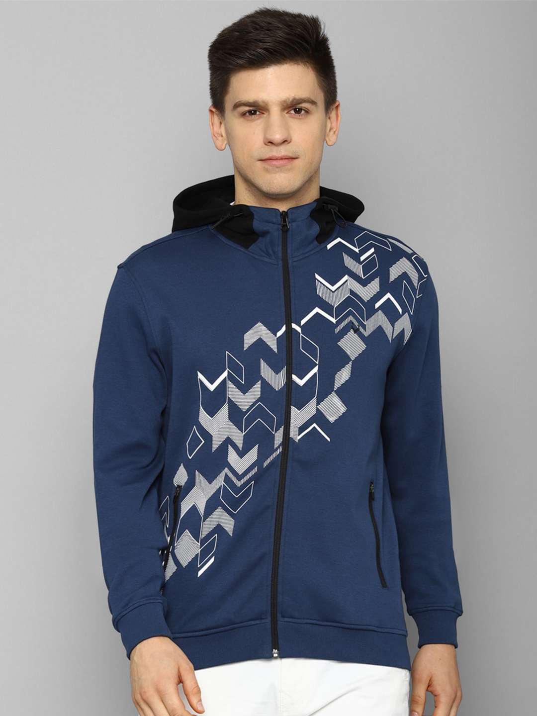 

Allen Solly Printed Hooded Cotton Sweatshirt, Blue