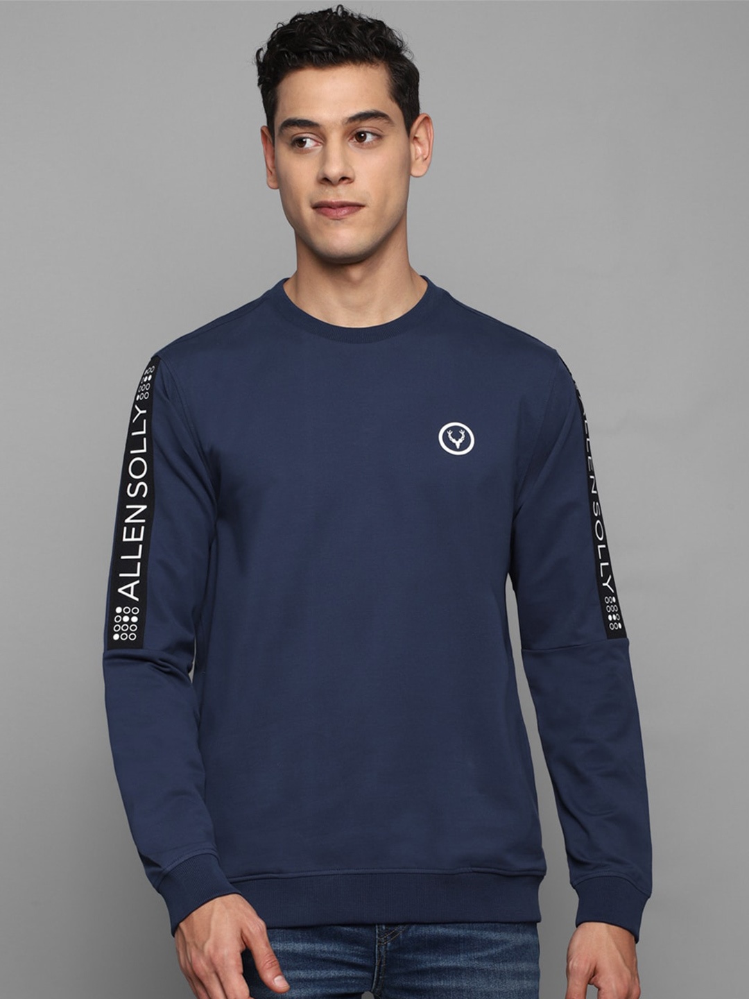 

Allen Solly Round Neck Cotton Sweatshirt, Navy blue