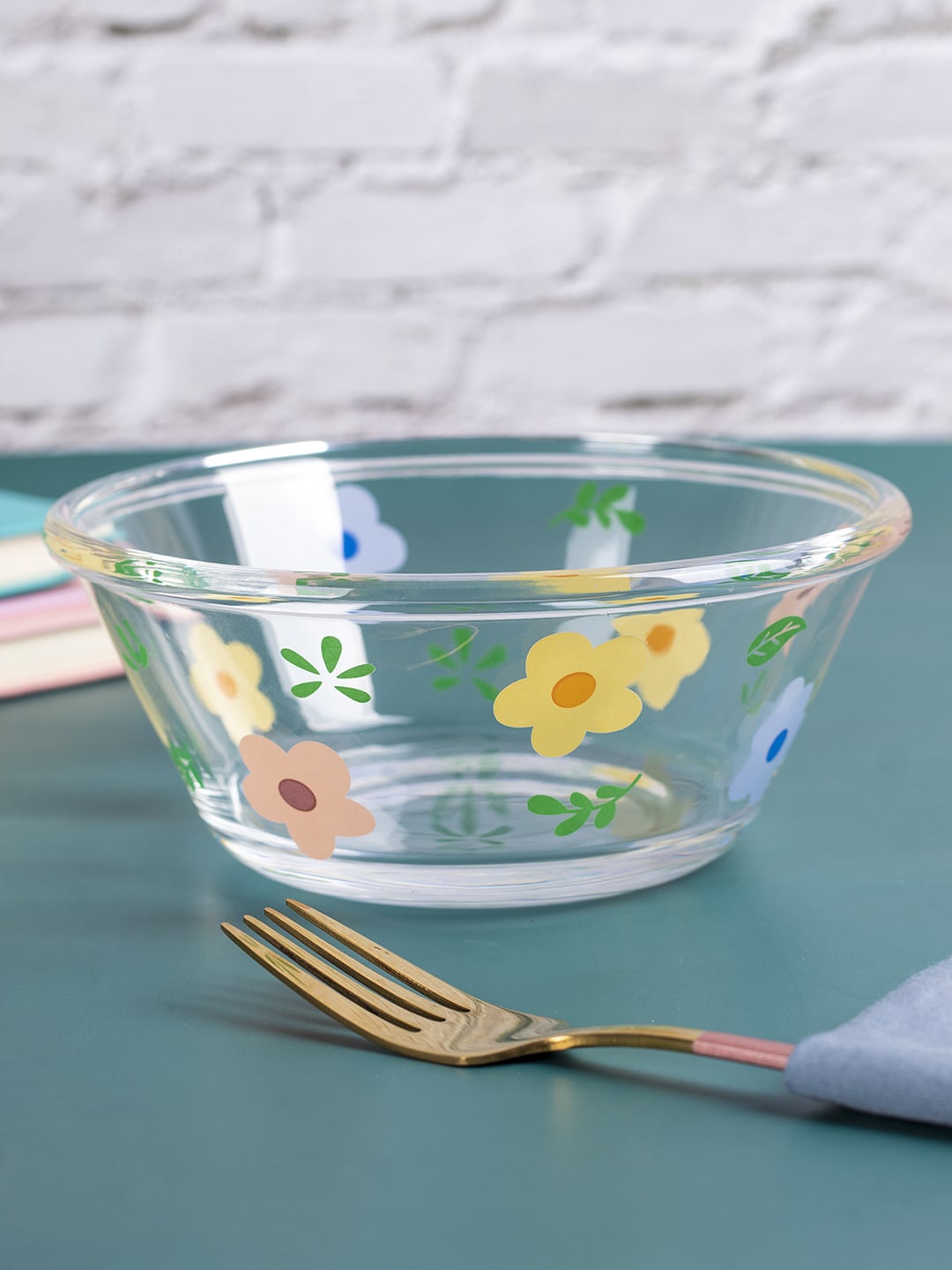 

MARKET99 White & Blue Set of 2 Printed Melamine Matte Bowls - 1000 Ml