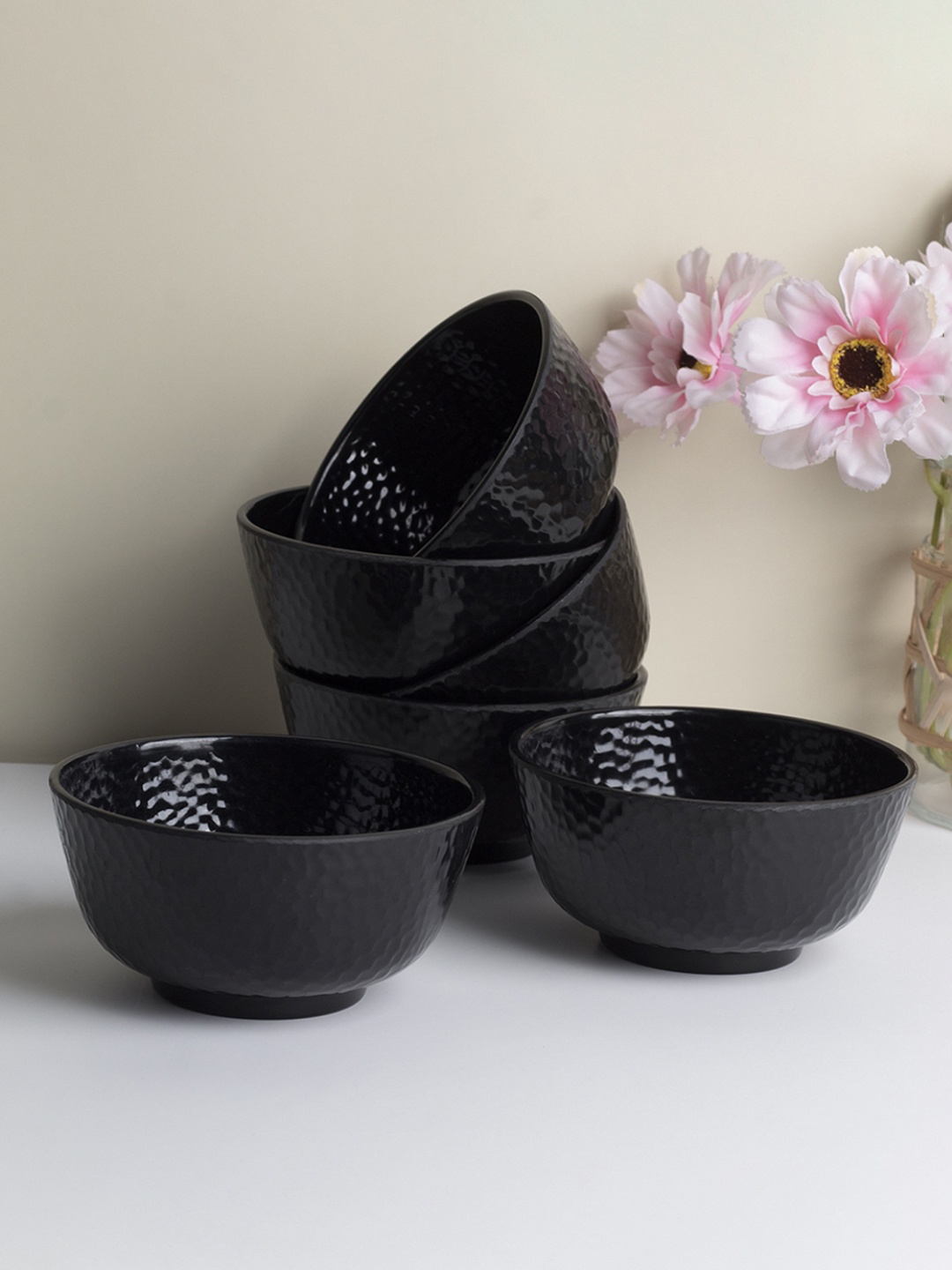 

MARKET99 Black 6 Pieces Melamine Matte Bowls