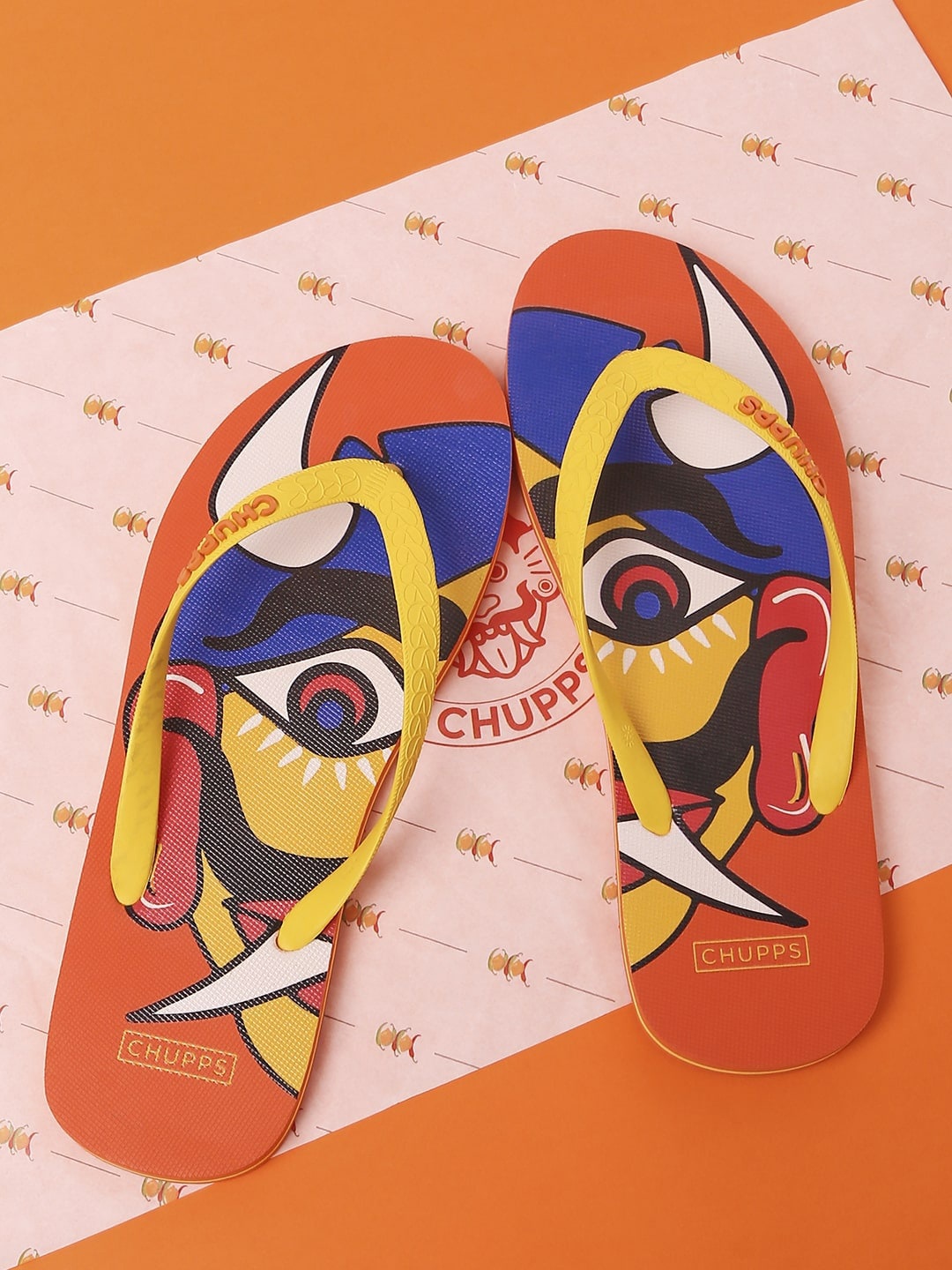 

CHUPPS Men Printed Rubber Thong Flip-Flops, Orange