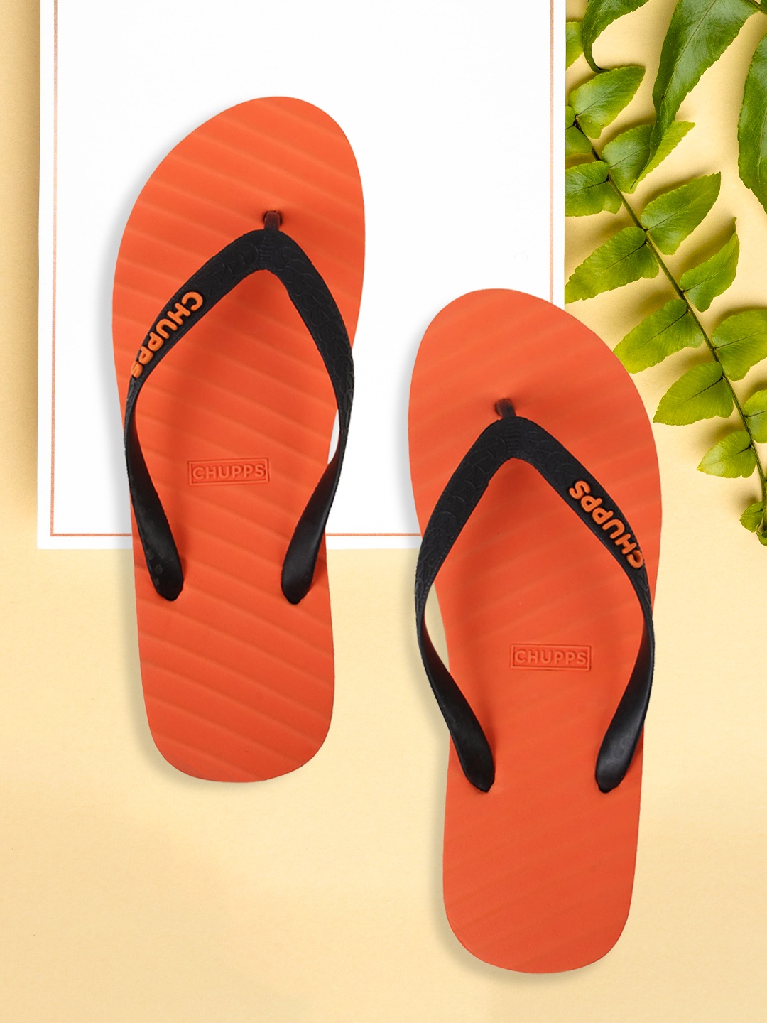 

CHUPPS Men Orange & Black Rubber Thong Flip-Flops