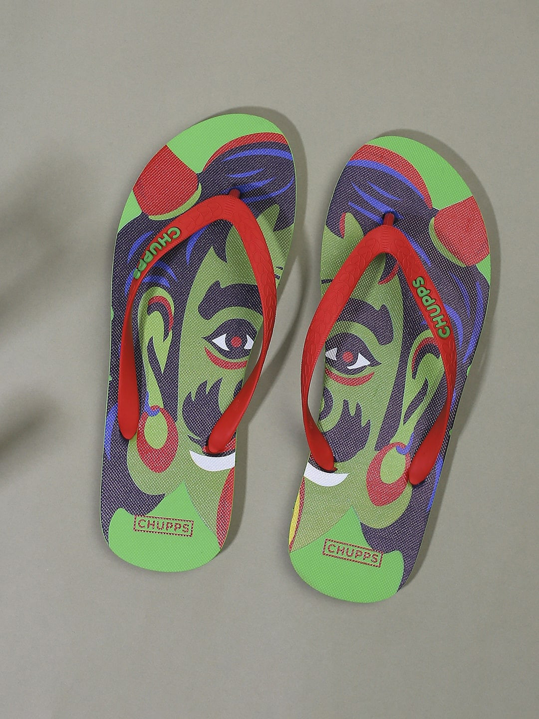 

CHUPPS Men Green & Blue Printed Rubber Thong Flip-Flops