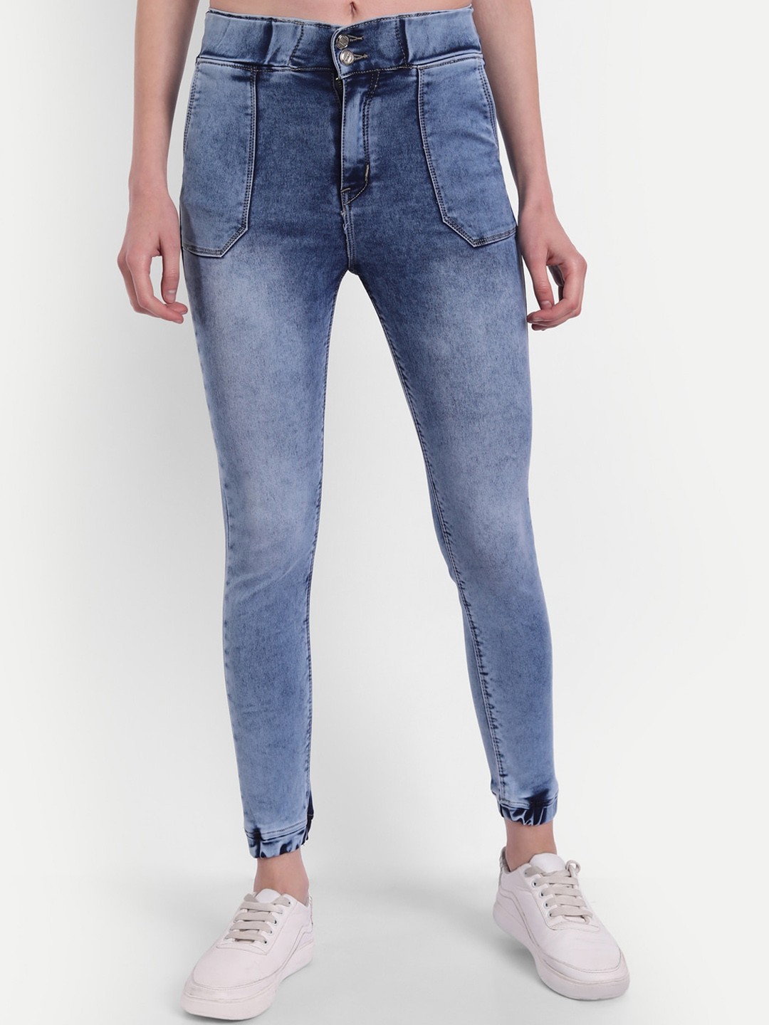 

BROADSTAR Women Comfort Skinny Fit High-Rise Heavy Fade Stretchable Jeans, Blue