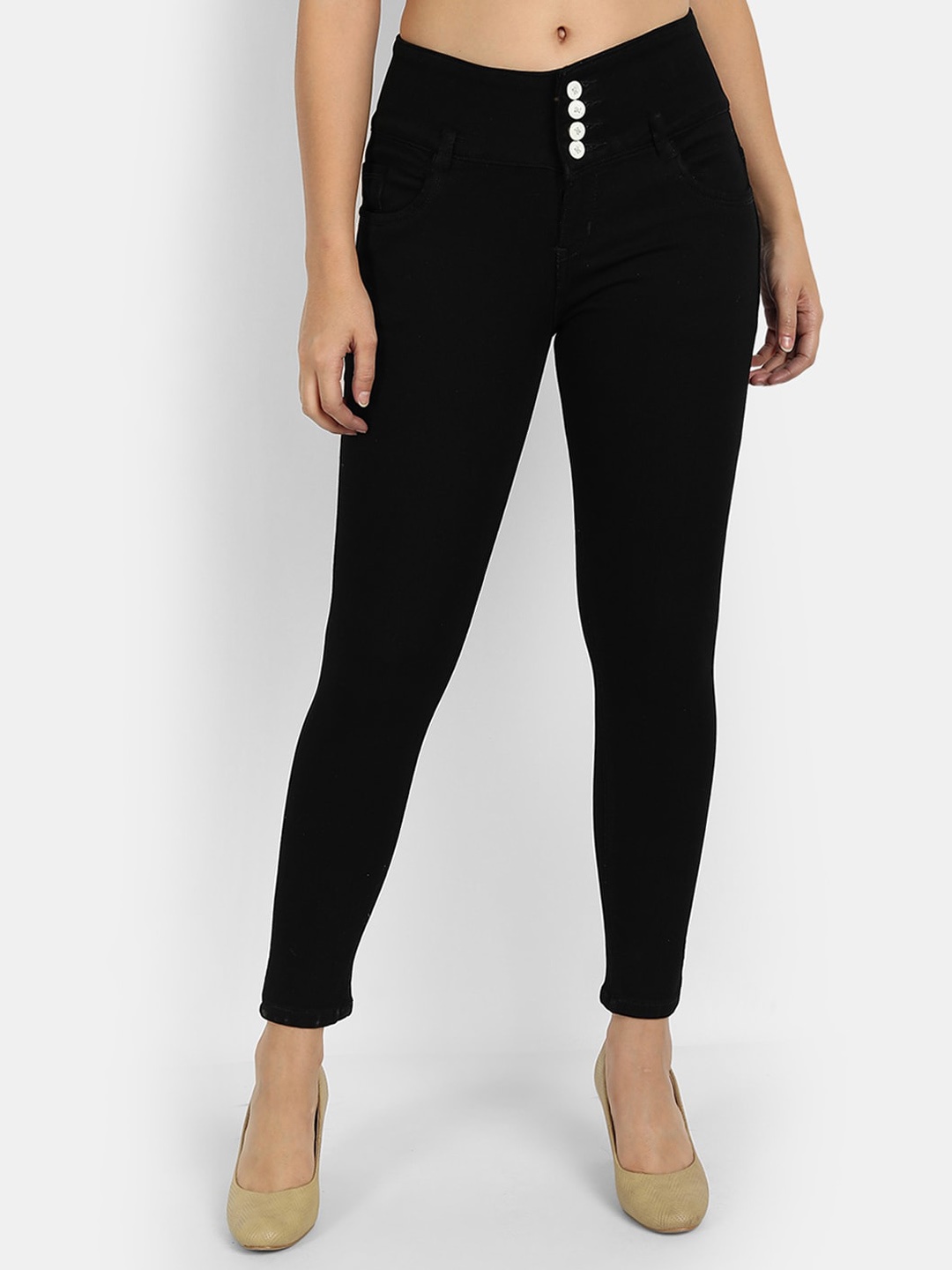 

BROADSTAR Women Comfort Skinny Fit High-Rise Stretchable Jeans, Black