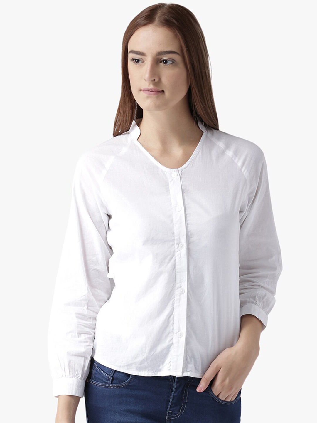 

DODO & MOA Shirt Style Pure Cotton Top, White