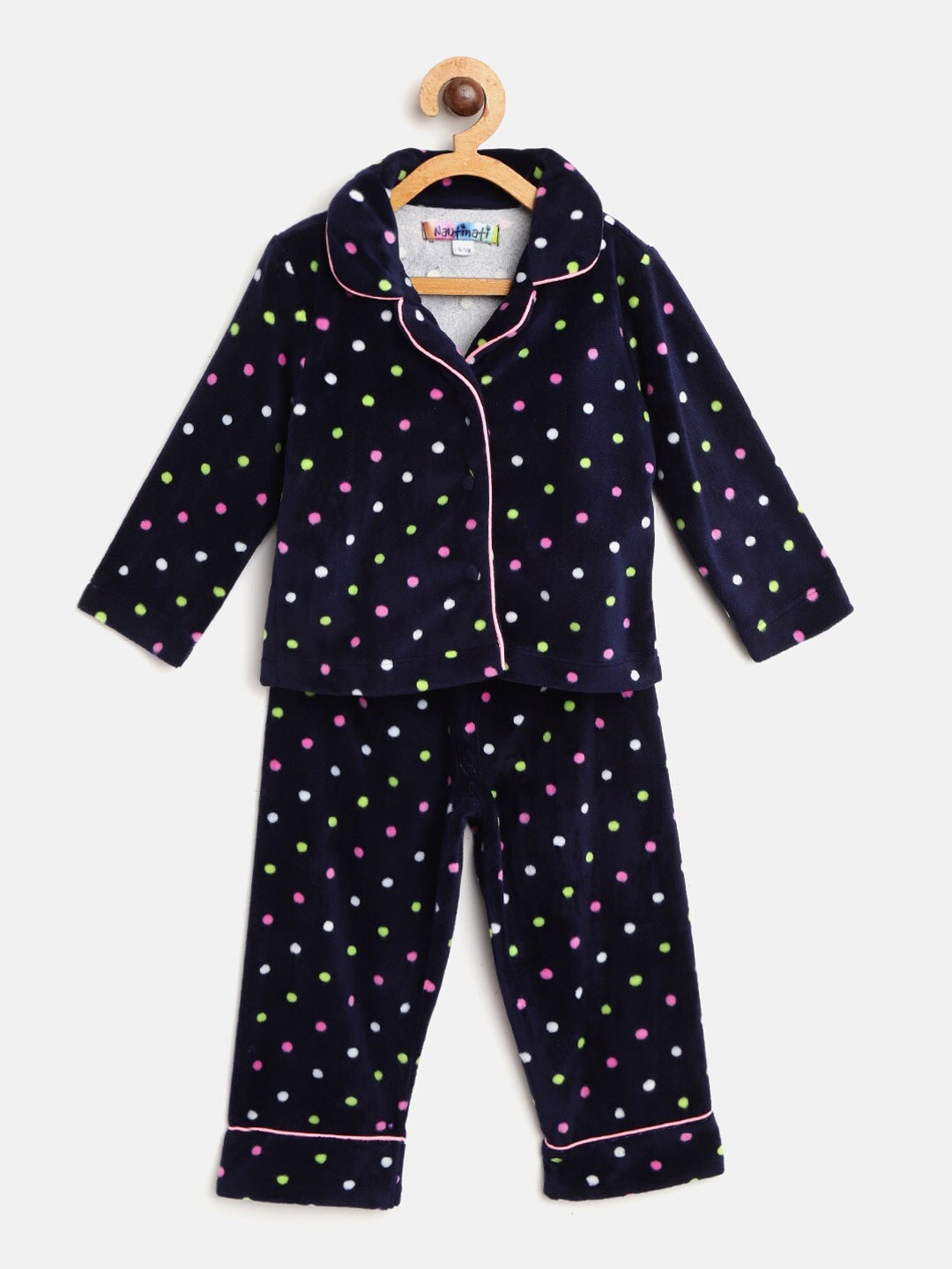 

Nauti Nati Girls Printed Night suit, Navy blue