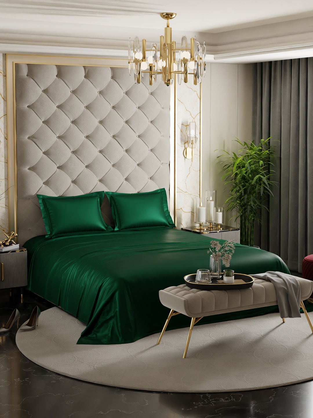 

Stoa Paris Green Date Night Collection King Bedsheet With 2 Pillow Covers