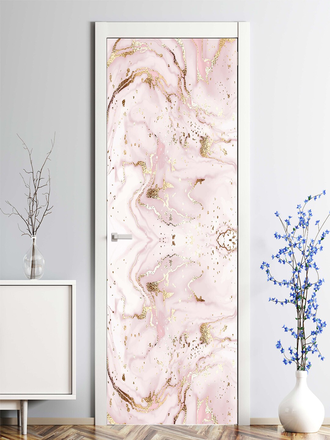 

Asian Paints EzyCR8 Pink Liquid Marble-Printed Mural Door Wallpaper
