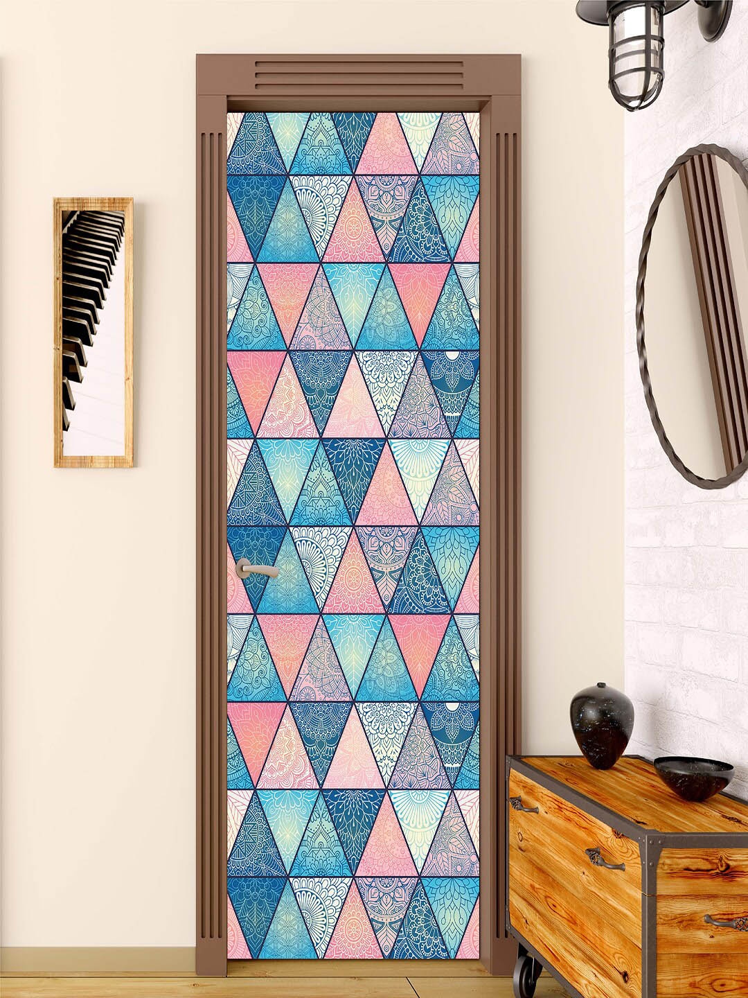 

Asian Paints EzyCR8 Pink & Blue Printed Mural Door Wallpaper