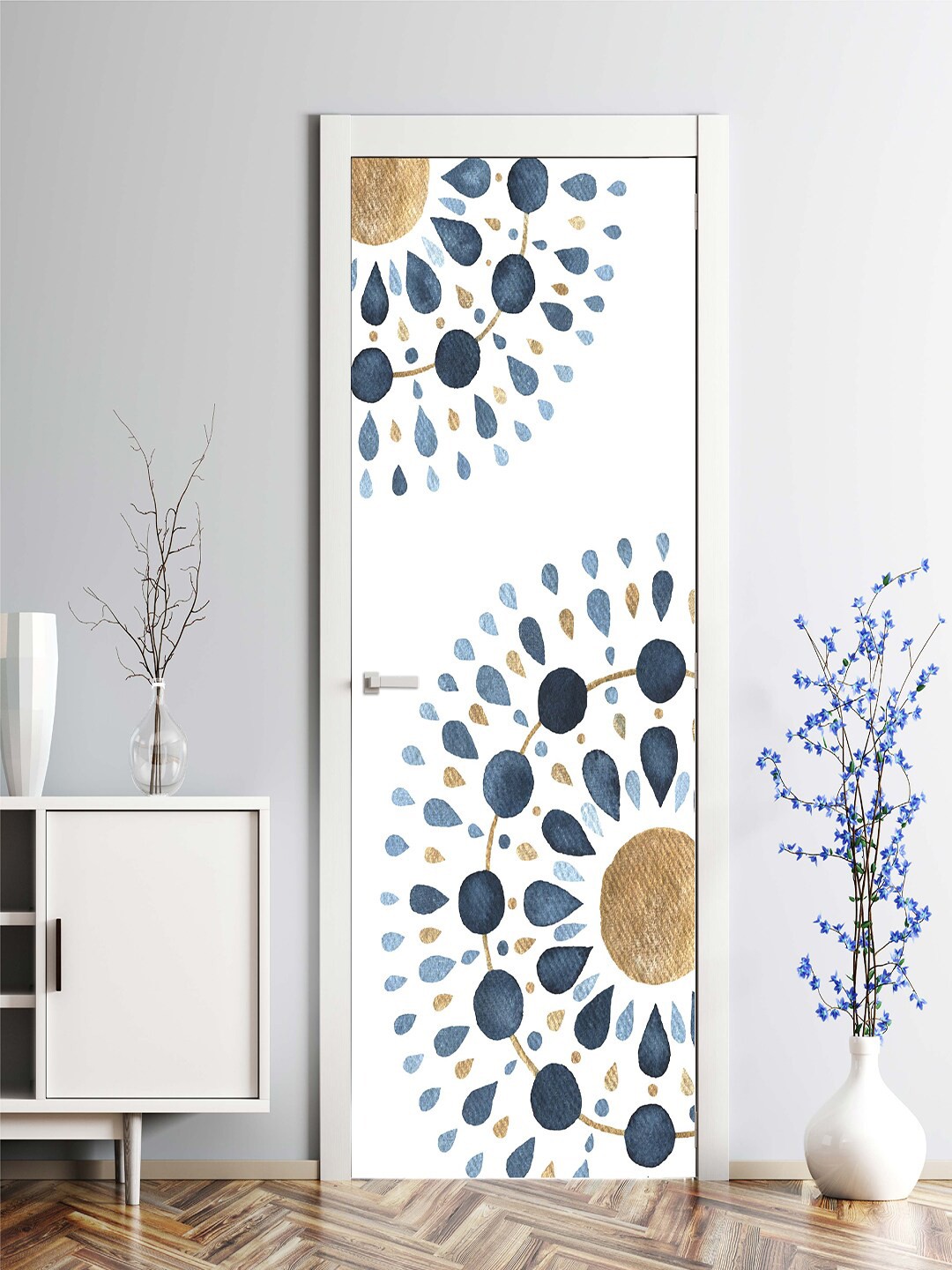 

Asian Paints EzyCR8 White & Blue Printed Door Mural Stickers