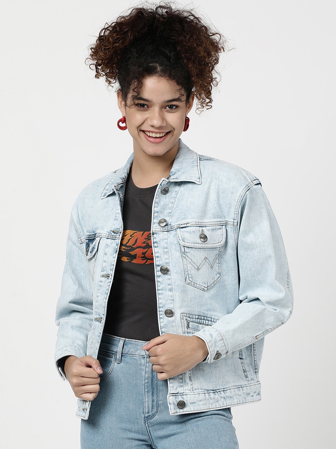 

Wrangler Women Washed Cotton Denim Jacket, Blue