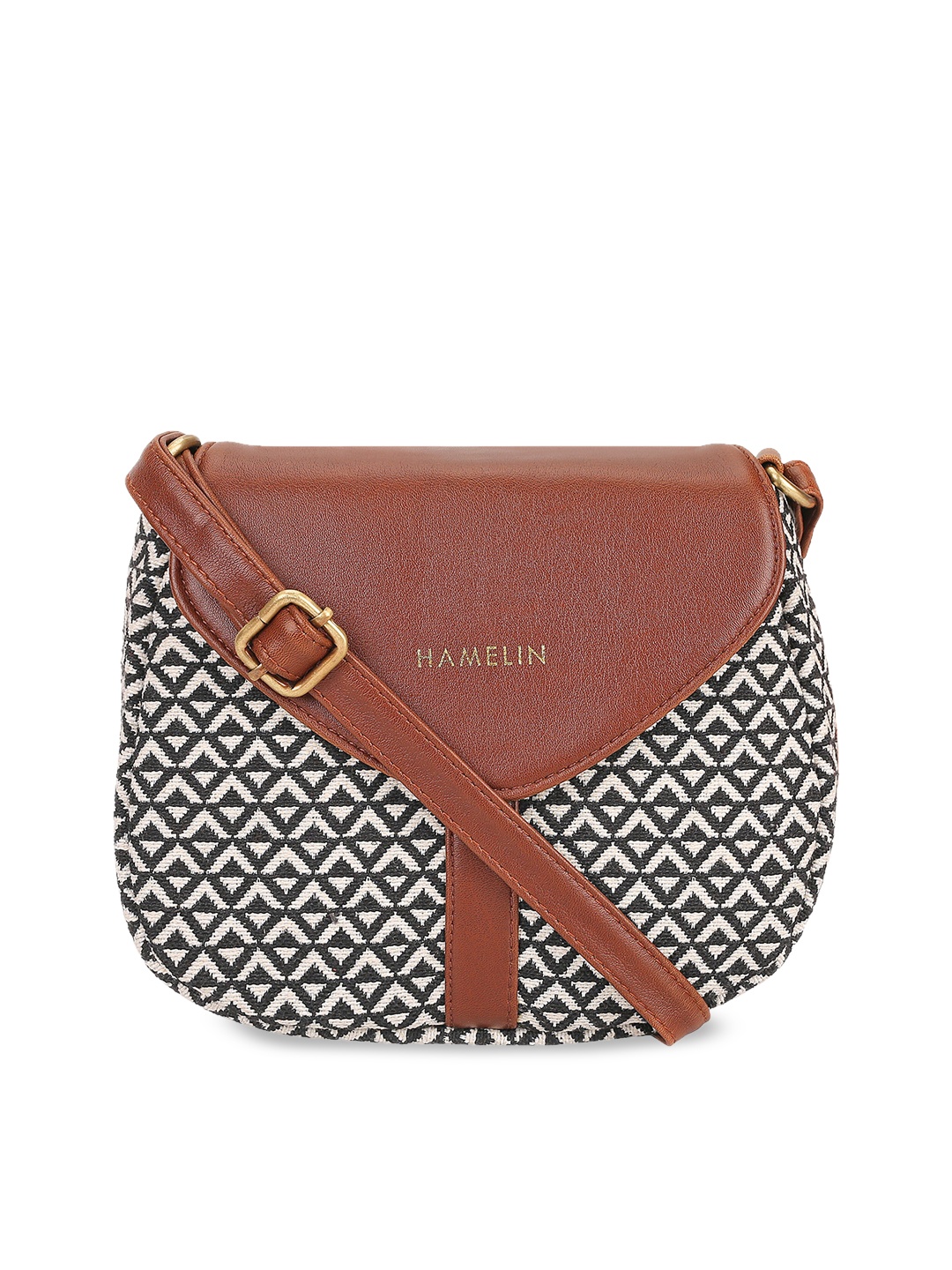 

HAMELIN Geometric Half Moon Sling Bag, White