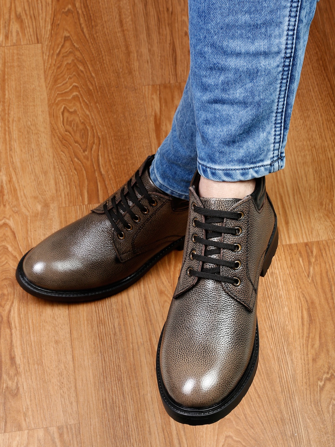 

LOUIS STITCH Men Leather Brown Biker Boots
