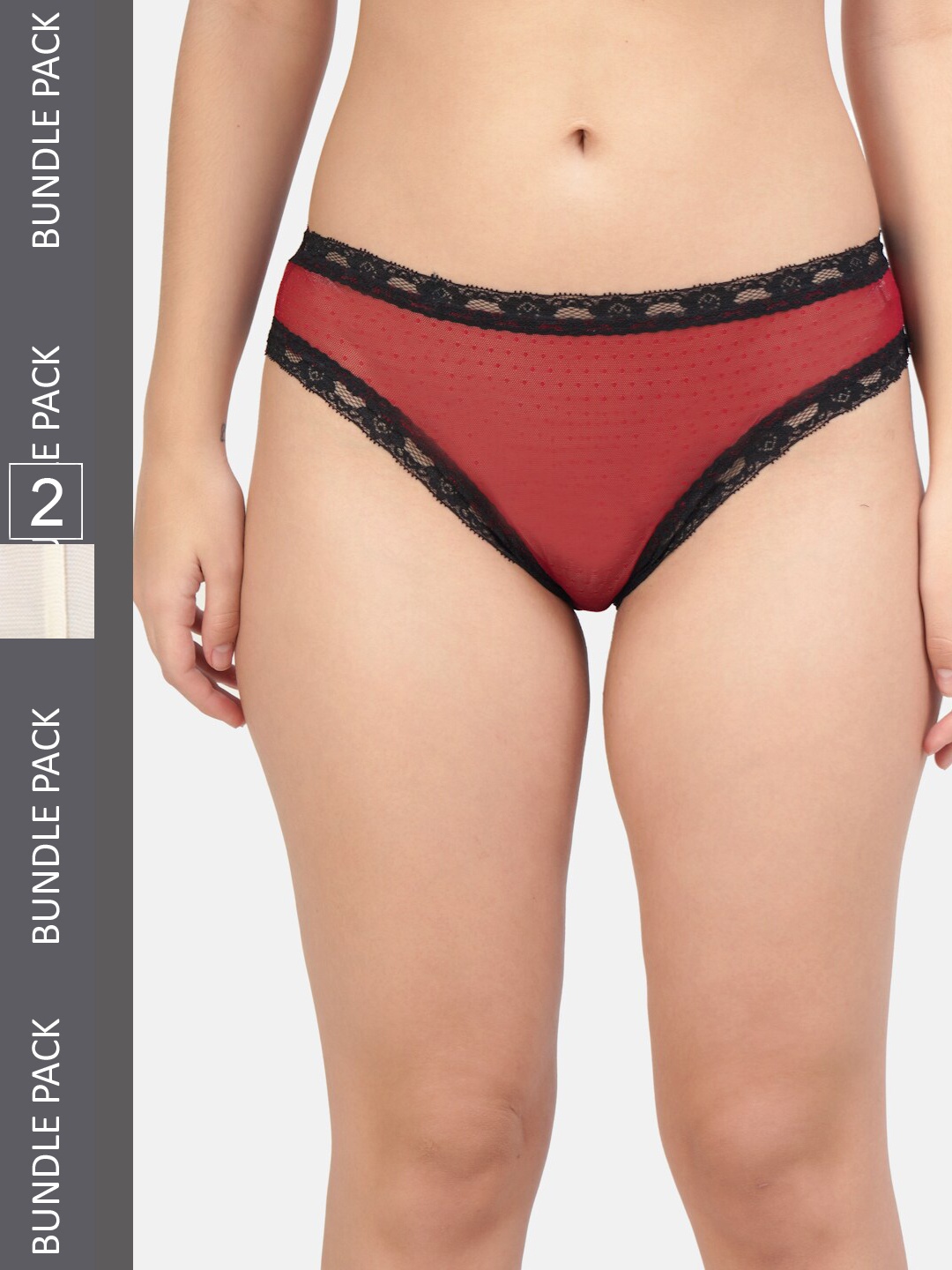 

Hill Islands Women Pack Of 2 Self-Design Bikini Briefs, Red