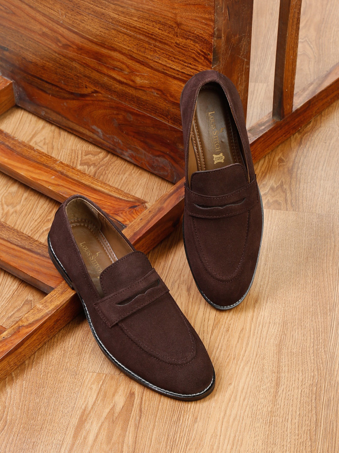 

LOUIS STITCH Men Textured Formal Loafers, Brown