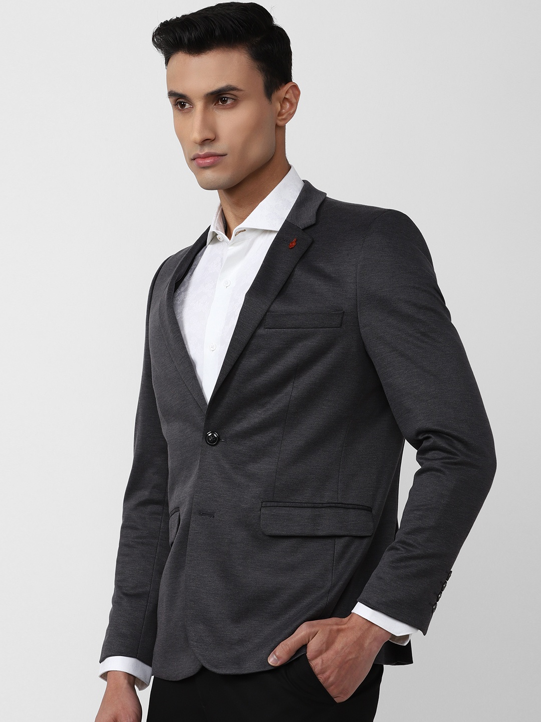 

Van Heusen Solid Slim Fit Single-Breasted Formal Blazer, Grey