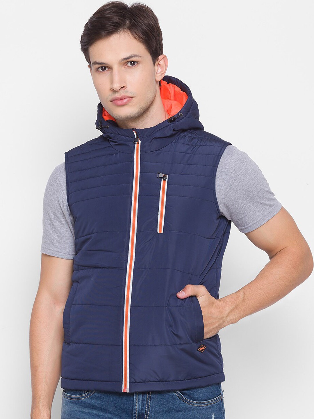 

SPYKAR Men Quilted Jacket, Navy blue