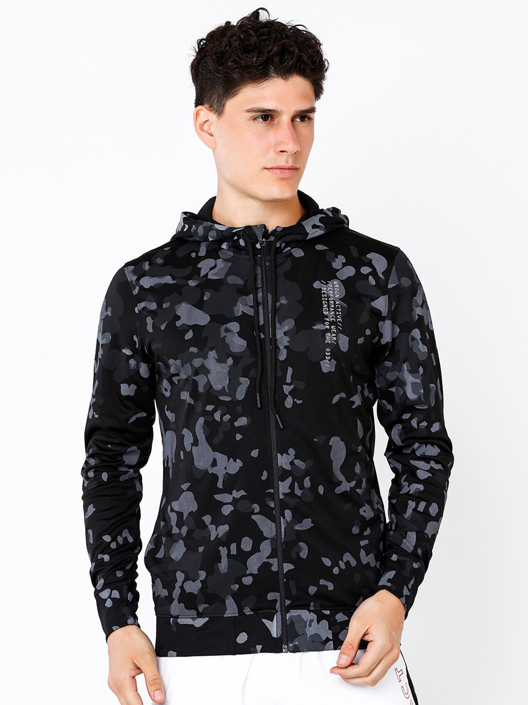 

WROGN Printed Hooded Sweatshirt, Black
