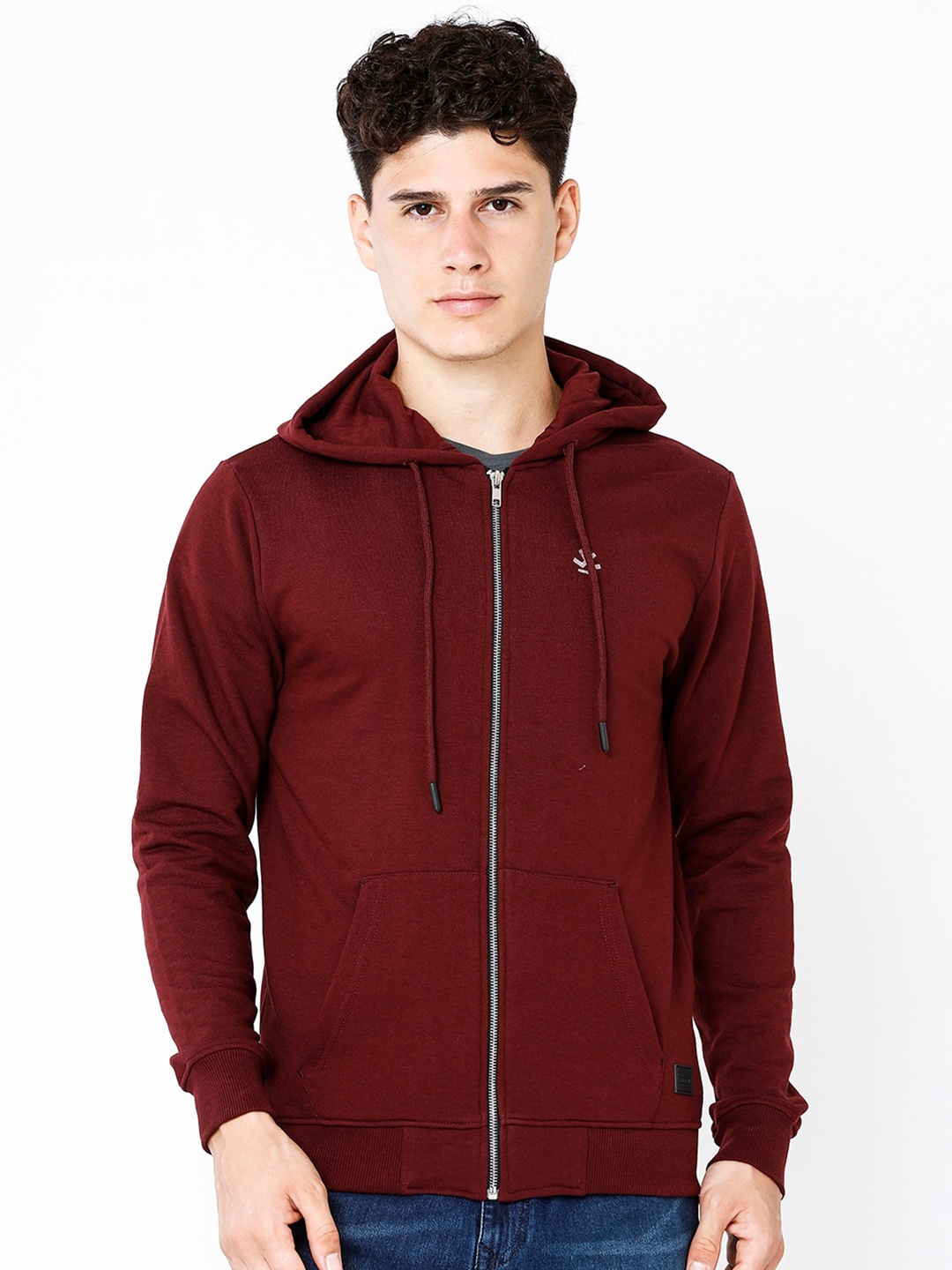 

WROGN Men Cotton Hooded Sweatshirt, Red