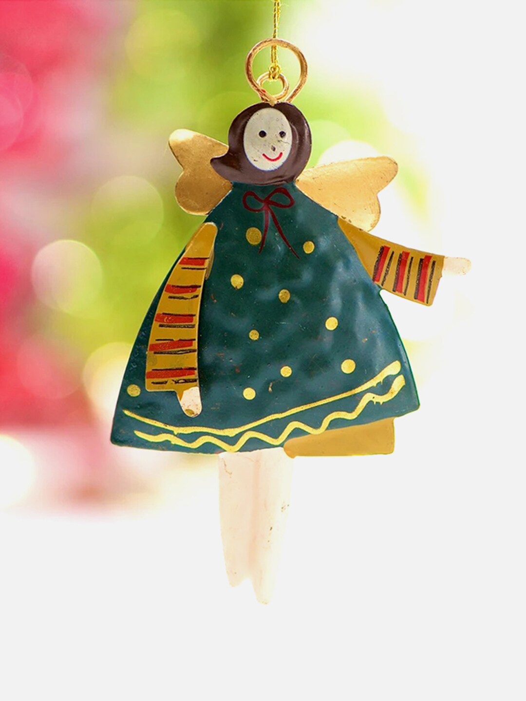 

Little Surprise Box LLP Printed Christmas Tree Hanging Ornament, Gold