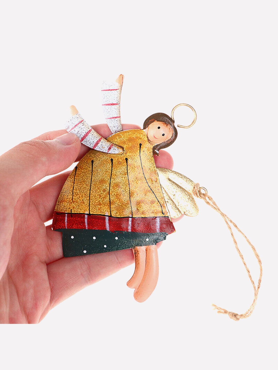 

Little Surprise Box LLP Flying Angel Metal Christmas Tree Ornament, Yellow