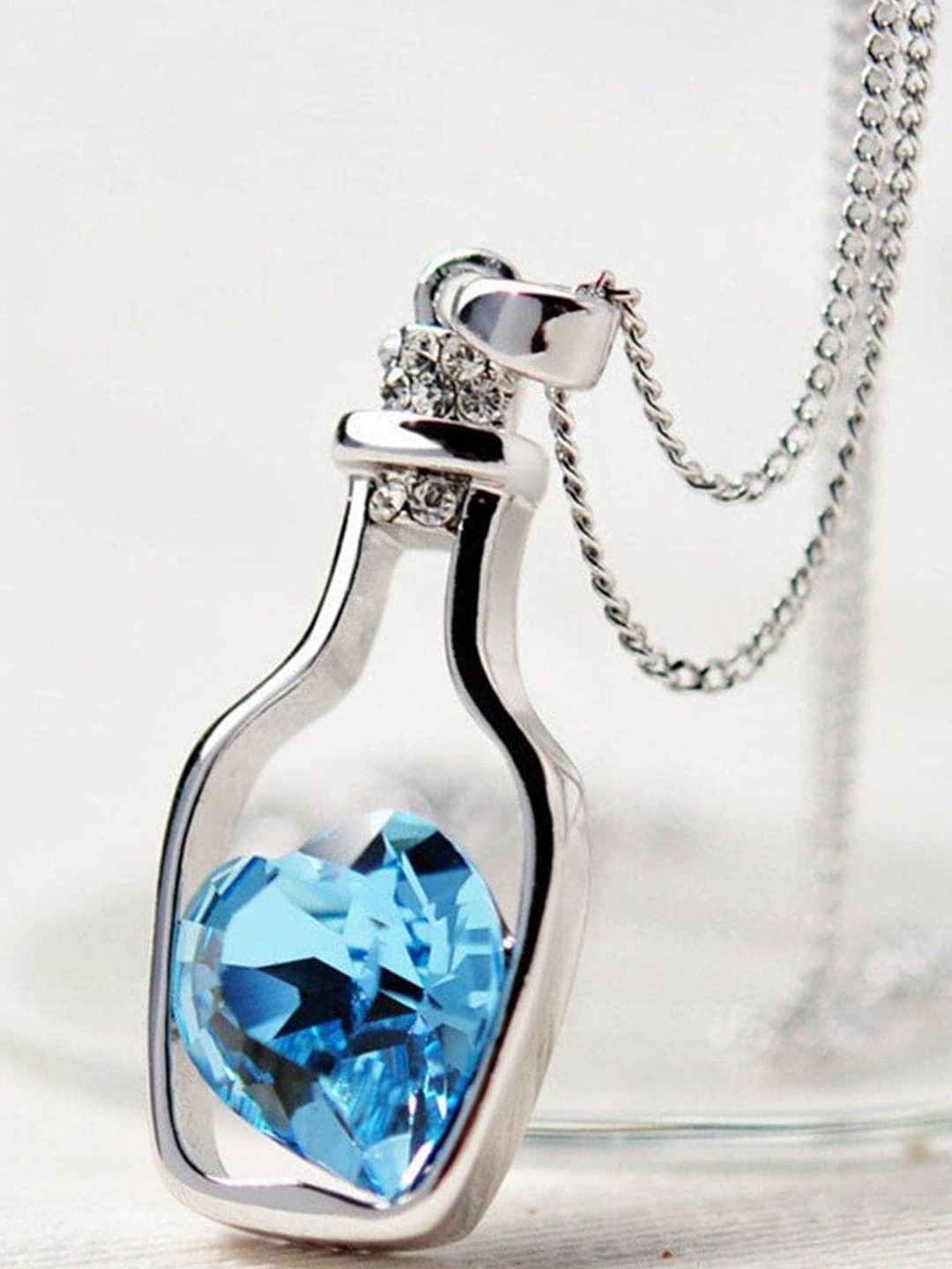 

Fashion Frill Silver-Toned & Blue Silver-Plated Necklace