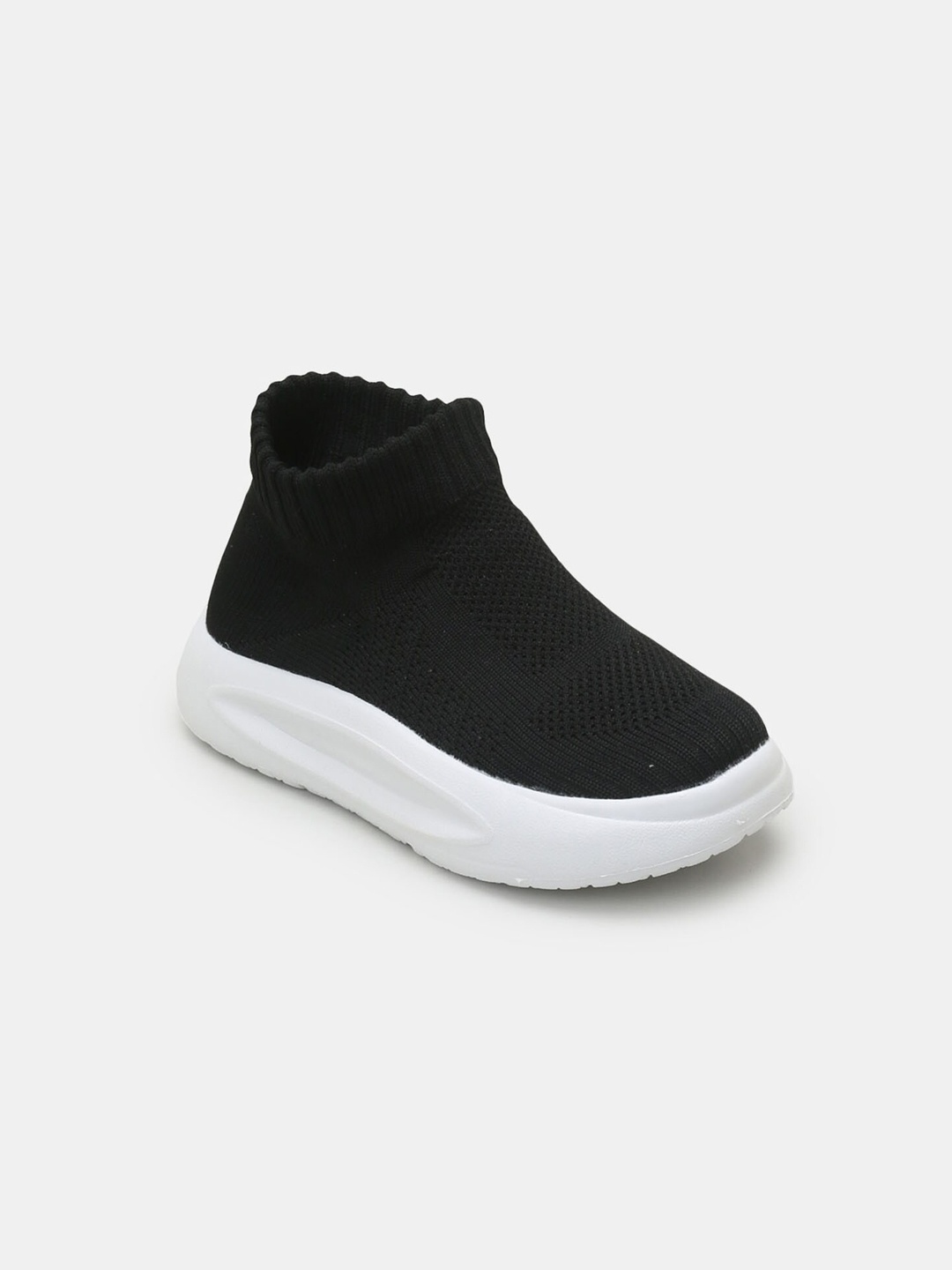 

Hopscotch Unisex Kids Black Woven Design Slip-On Sneakers