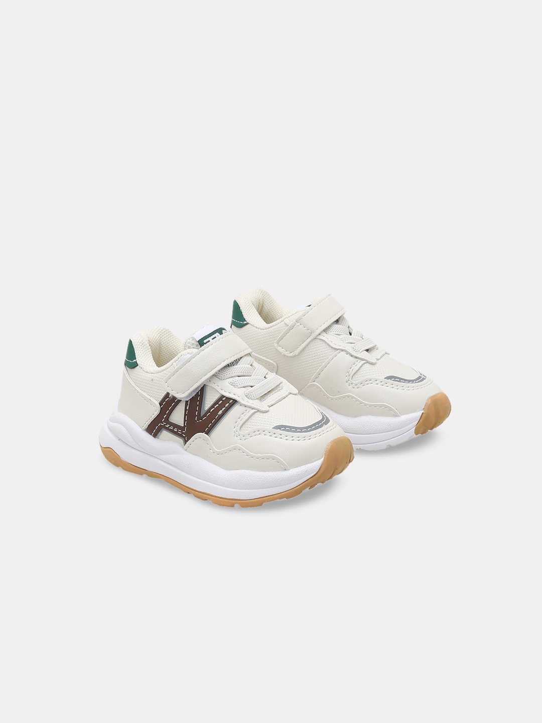 

Hopscotch Boys Green Colourblocked PU Sneakers, Beige