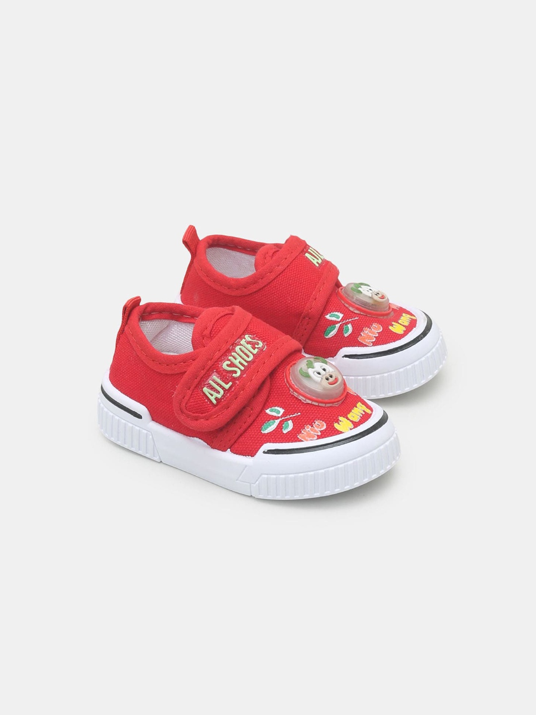 

Hopscotch Girls Printed Cotton Booties, Red
