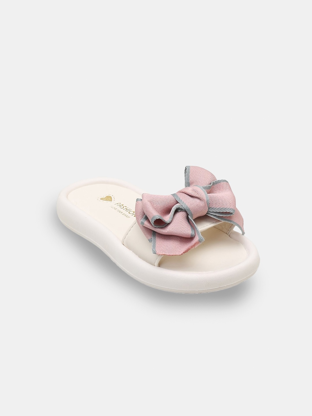 

Hopscotch Girls Bow Applique Sliders, White