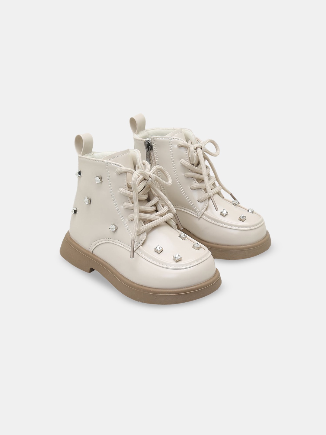 

Hopscotch Girls Embellished Ankle Length Boots, Beige