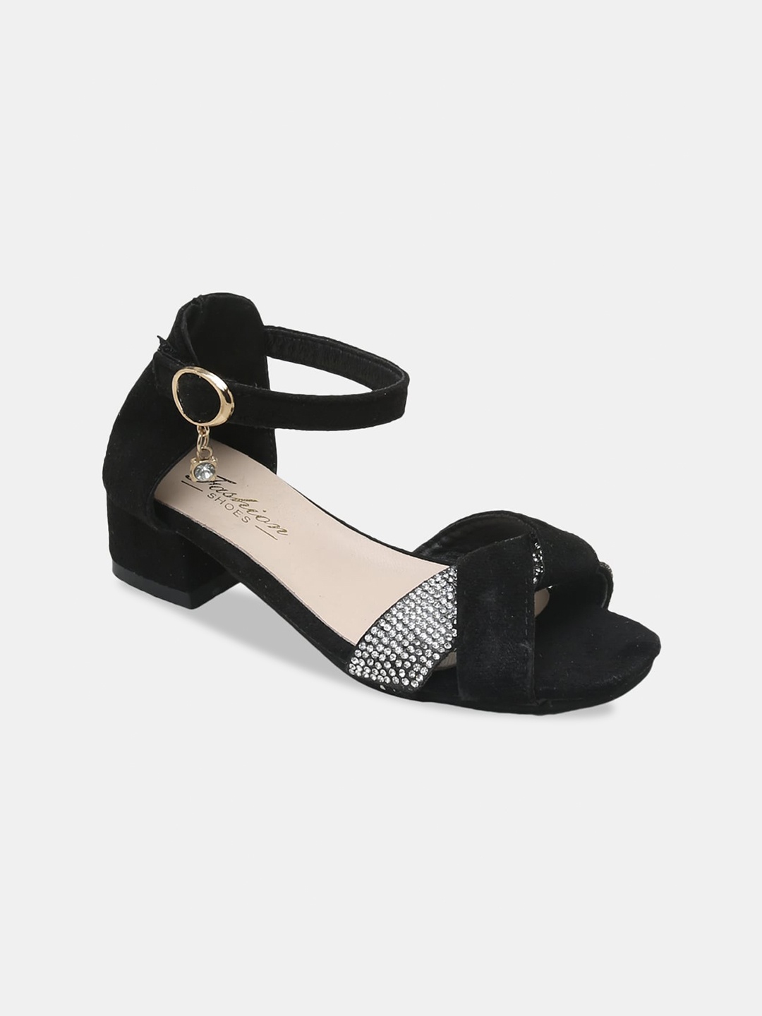 

Hopscotch Girls Black Embellished Party Open Toe Flats