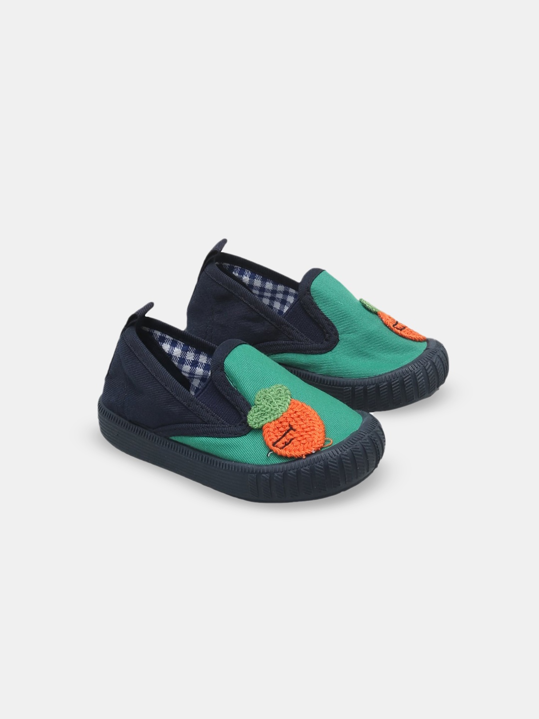 

Hopscotch Kids Colourblocked Fruit Applique Slip-On Sneakers, Green