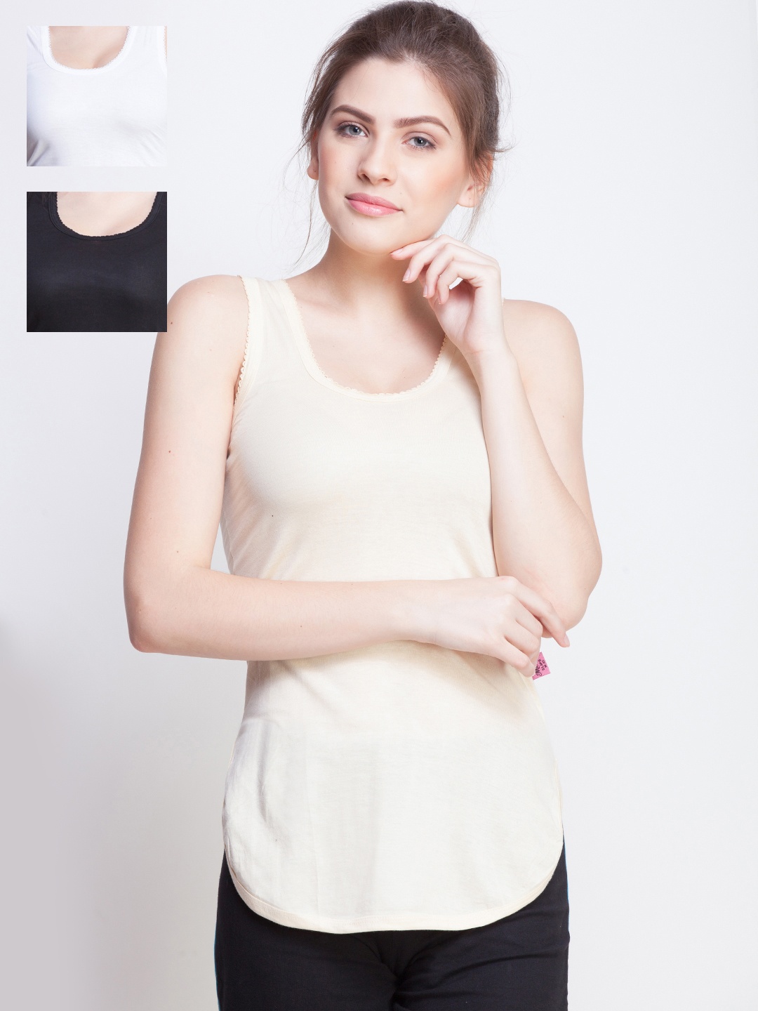 

Dollar Missy Pack of 3 Women Combed Cotton Camisole, Multi