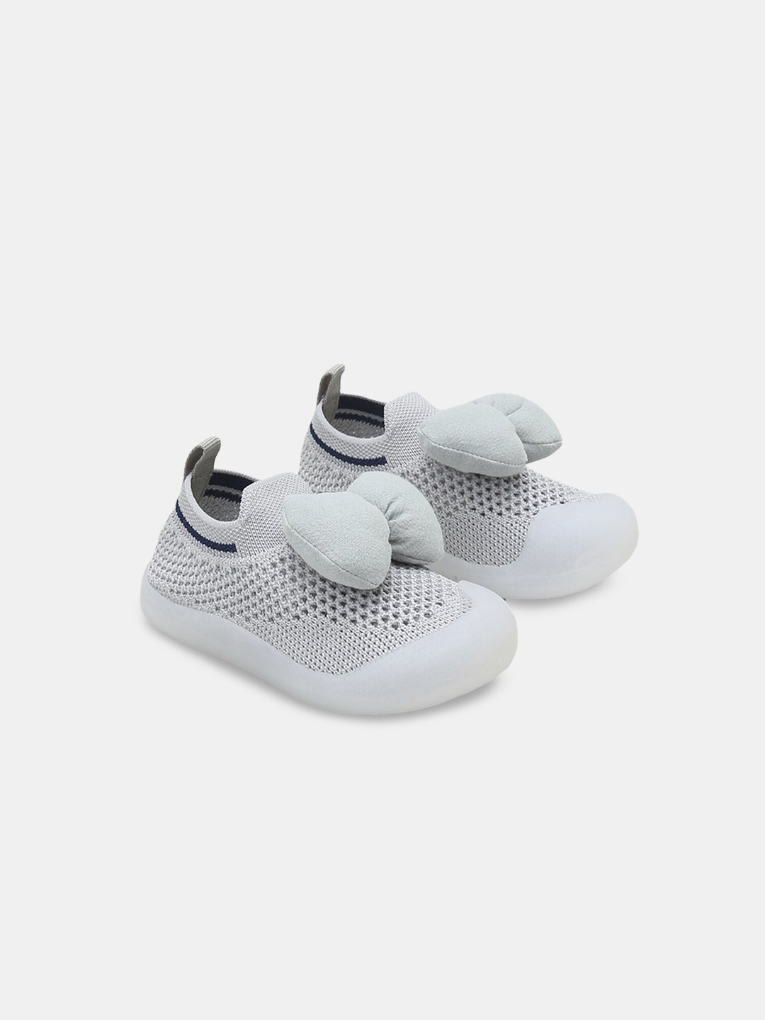 

Hopscotch Girls Woven Design Bow Slip-On Sneakers, Grey