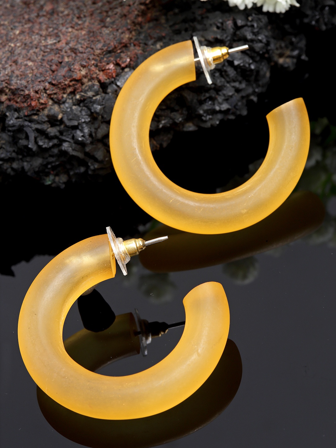 

VOGUE PANASH Contemporary Half Hoop Earrings, Yellow