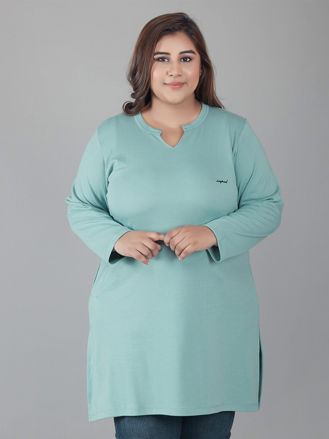 

CUPID Plus Size Longline Top, Green