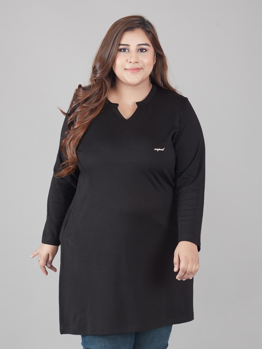 

CUPID Plus Size Longline Top, Black