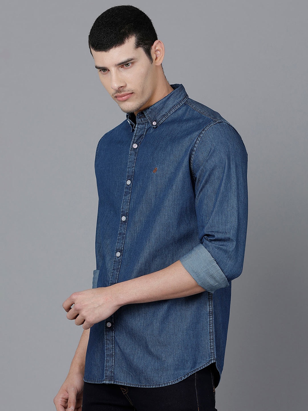 

Double Two Men Slim Fit Cotton Casual Shirt, Blue