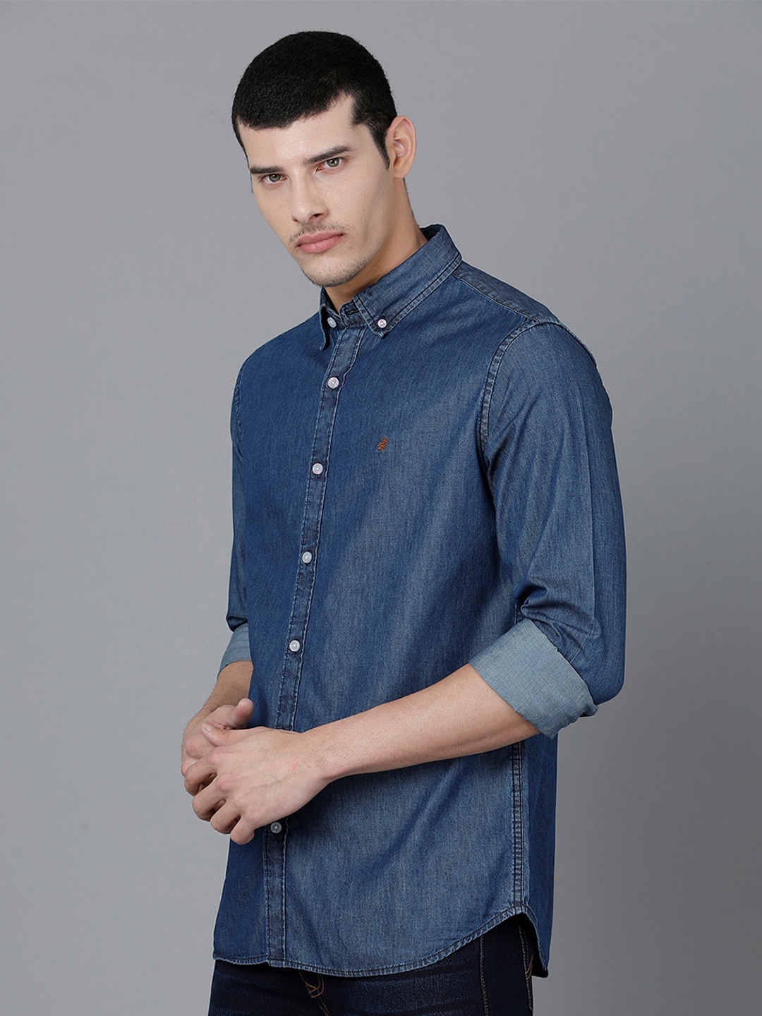 

Double Two Men Slim Fit Cotton Casual Shirt, Blue