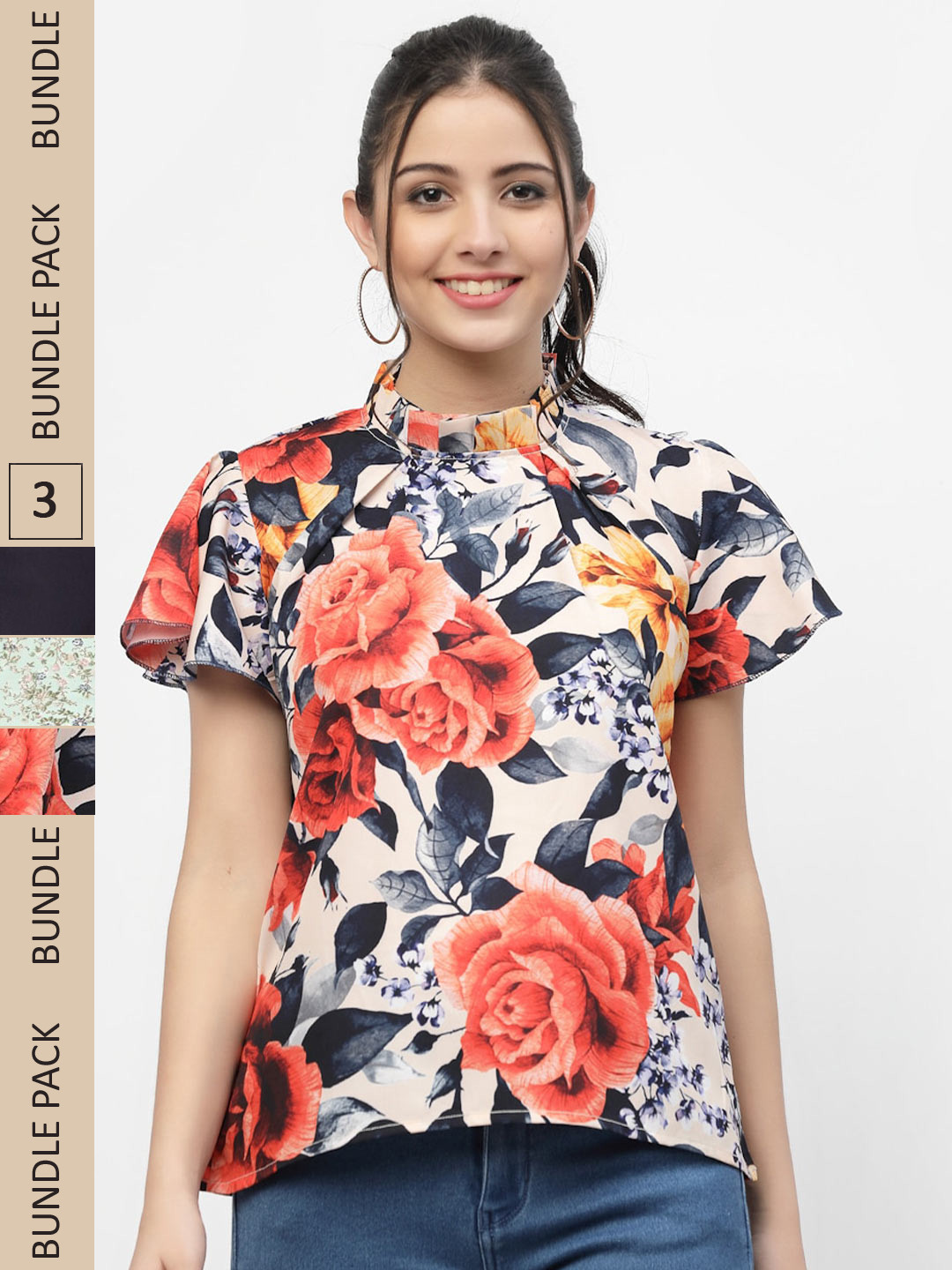 

MISS AYSE Pack of 3 Georgette Top, White