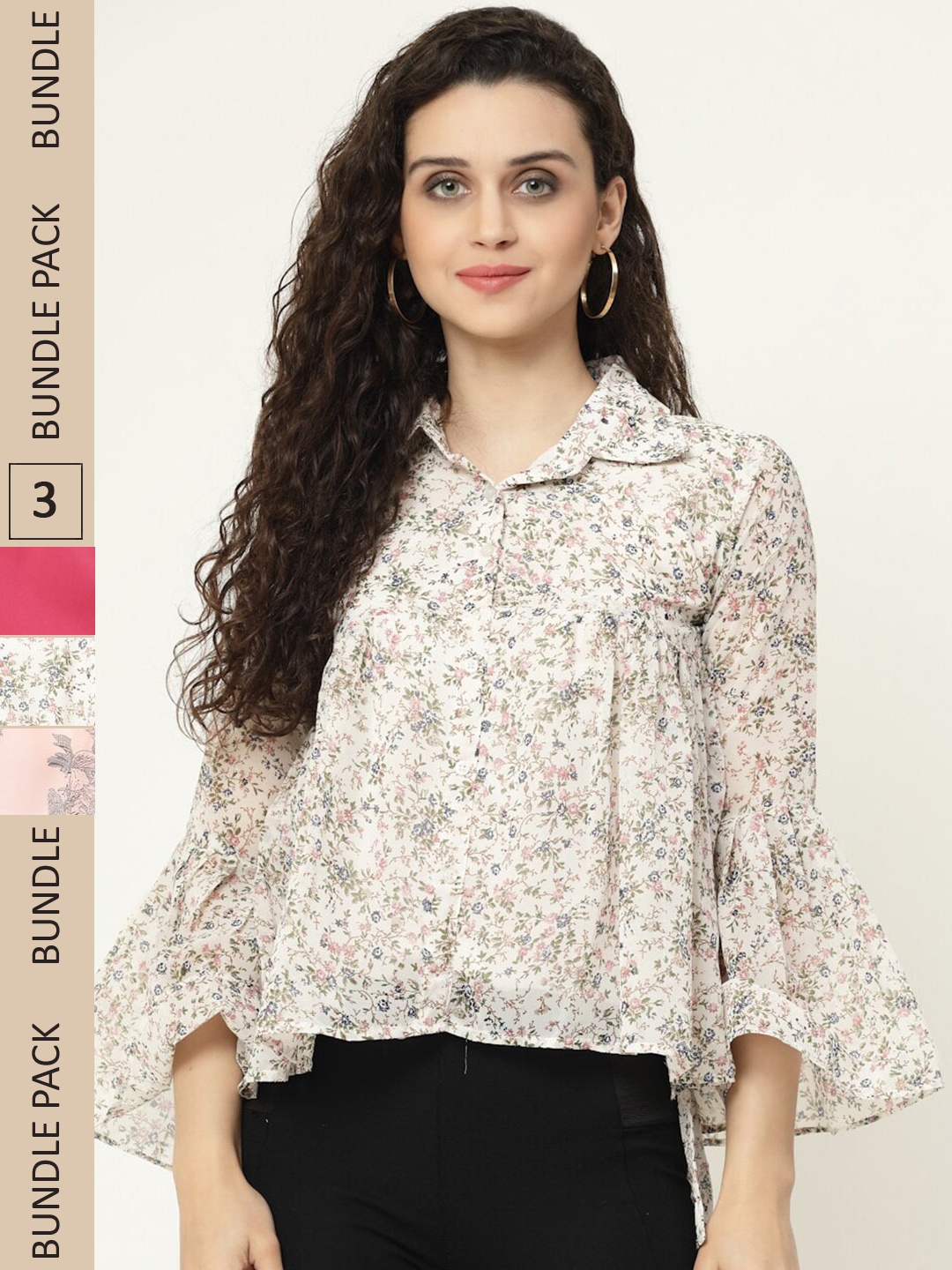 

MISS AYSE Pack of 3 Georgette Top, Pink