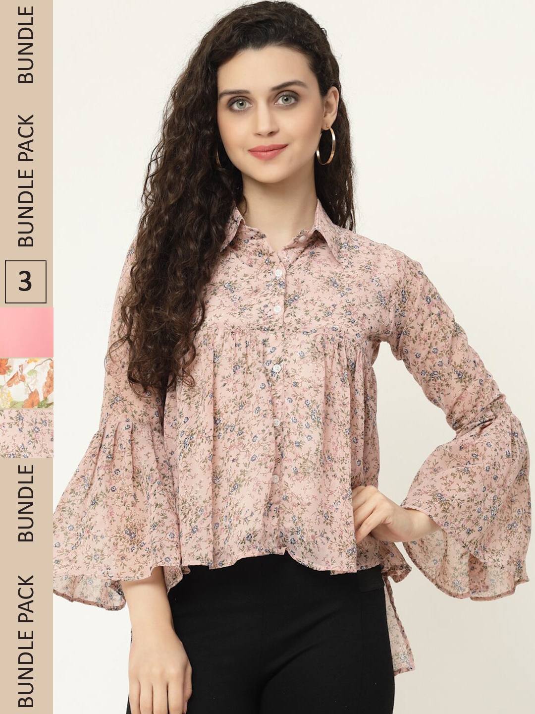 

MISS AYSE Pack of 3 Georgette Top, Pink