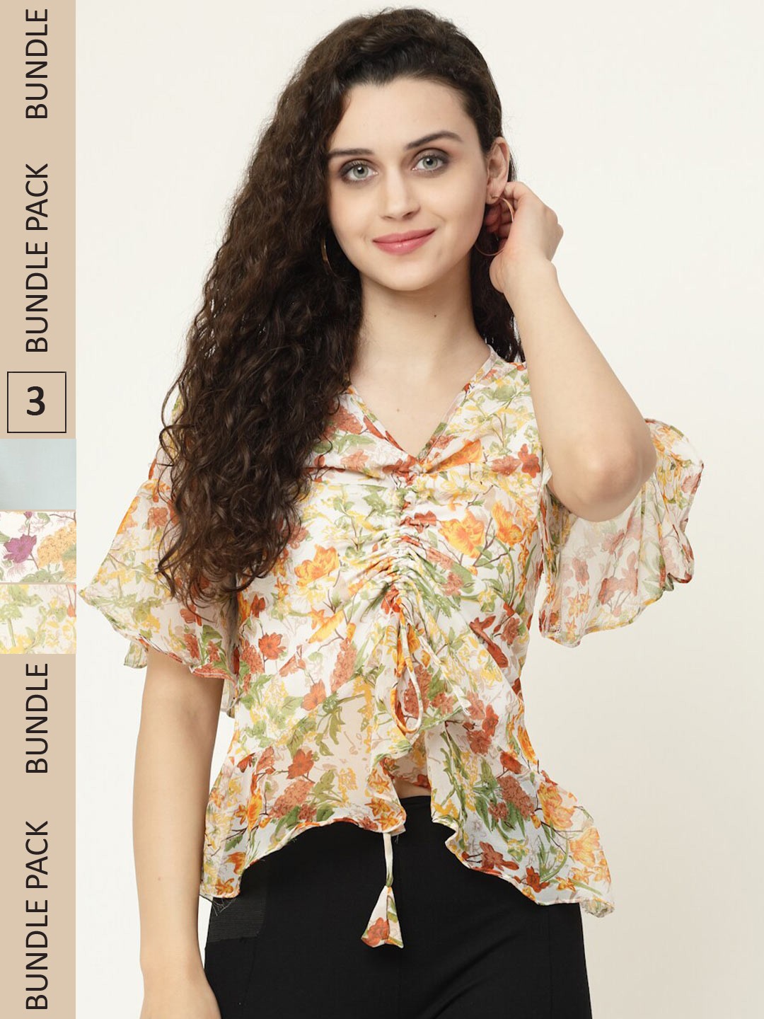 

MISS AYSE Pack of 3 Georgette Top, White